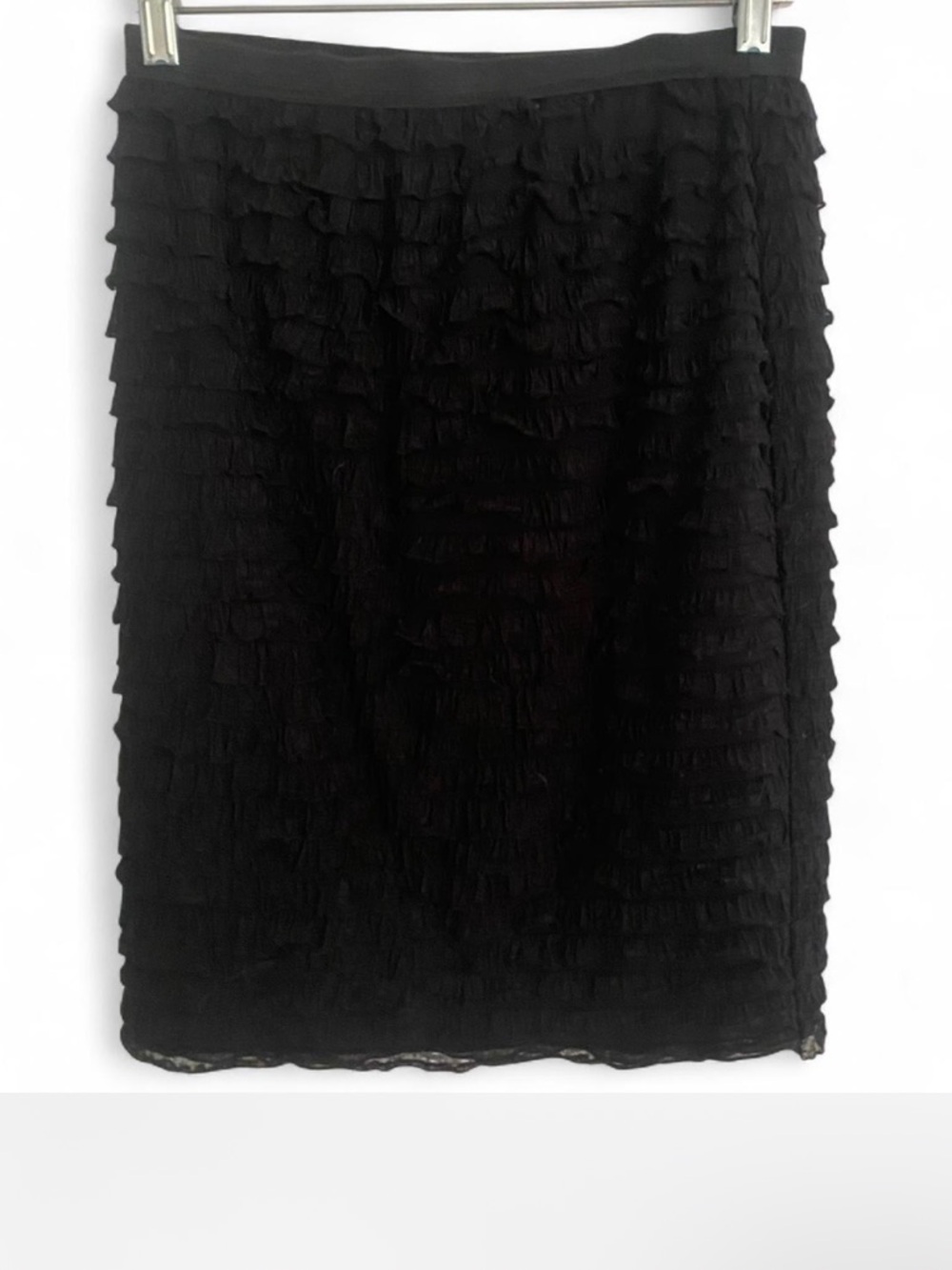 Y2K BETSEY JOHNSON BLACK RUFFLE SKIRT ELASTIC WAIST SIZE MEDIUM